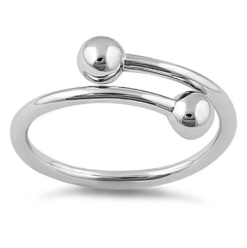 925 Sterling Silver Handmade Double Ball Ring Plain Silver Ring