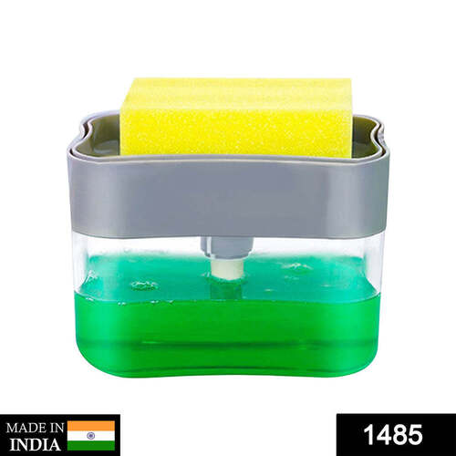 Multi Liquid Soap Dispenser On Countertop With Sponge Holder (1485)