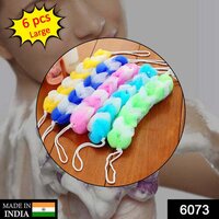 Hanging Bath Shower Long Large Size Loofah Sponge Pouf Body Scrubber (pack Of 6) - Multi, Large Size, Soft Material | Exfoliating Body Care, Easy Lathering, Chemical-free Manual Exfoliation
