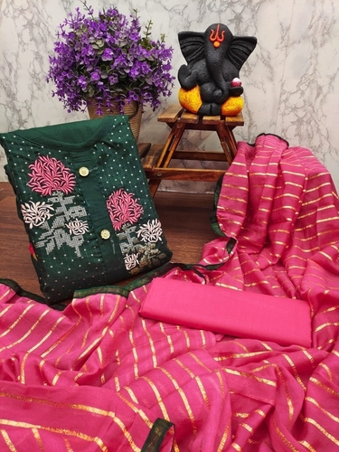 Rujal Green Slab Cotton Dress Material