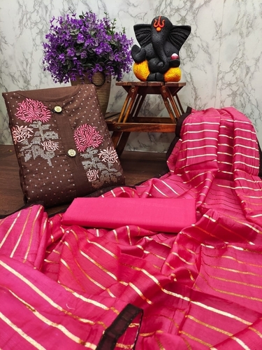 Rujal Brown Slab Cotton Dress Material