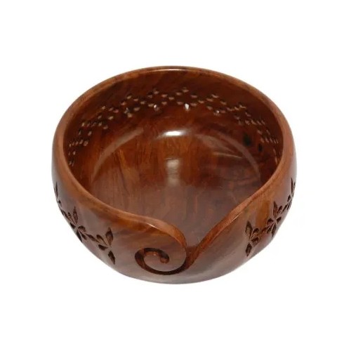 Sheesham Wood Filigree Yarn Bowl