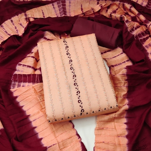 Mayuri Orange Chanderi Dress Material