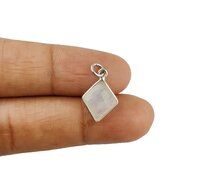 Rainbow Moonstone Gemstone Diamond Shape Sterling Silver 11x13mm Bezel Charm