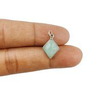 Amazonite Gemstone Diamond Shape Sterling Silver 11x13mm Bezel Charm