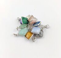 Gemstone Diamond Shape Sterling Silver 11x13mm Bezel Charm