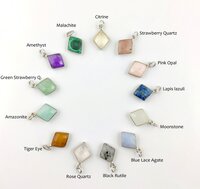 Gemstone Diamond Shape Sterling Silver 11x13mm Bezel Charm