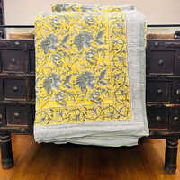 Blocked Print Reversible Double Quilt With Border