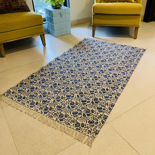 3 x 5 Feet Hand Block Printed Floor Rugs
