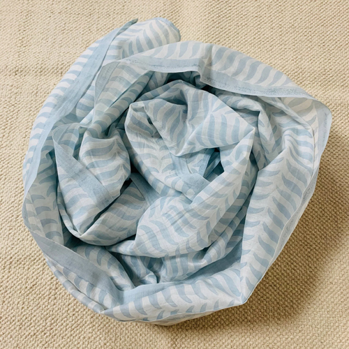 48 X 72 Hand Block Print Grey and White Cotton Stoles