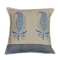 16 x 16 Inches Block Printed Cotton Cushion Cover On Off White Base