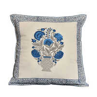 Block Printed Cushion Cover On Off White Base