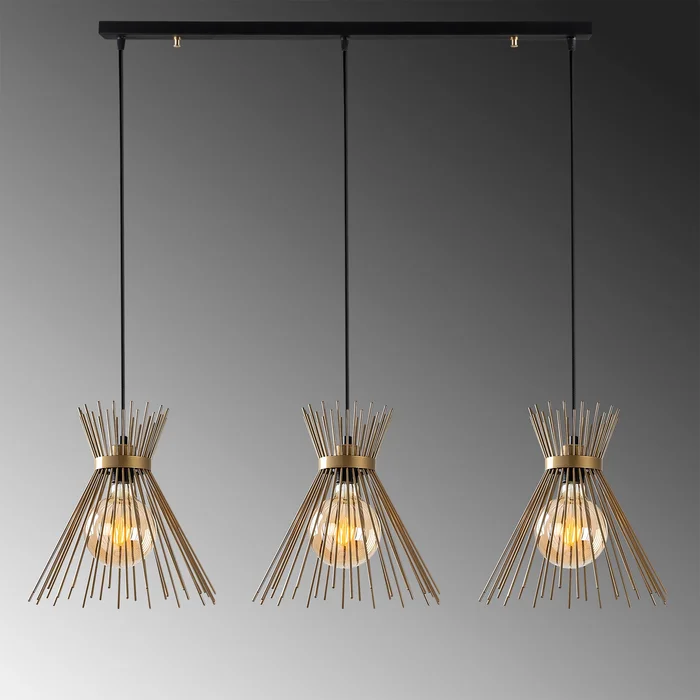 Metal Wire Light Pendant  3 Light Kitchen Island Cone Pendant