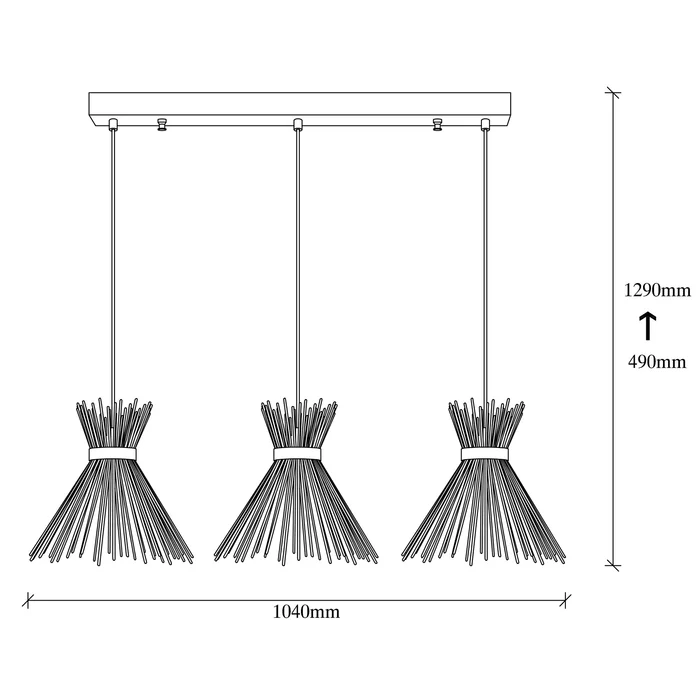 Metal Wire Light Pendant  3 Light Kitchen Island Cone Pendant