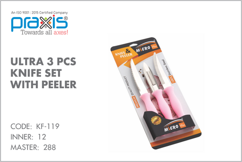 ULTRA 3 PCS KNIFE SET  WITH PEELER
