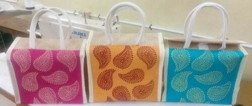 Customize Leaf Printed Jute Bags