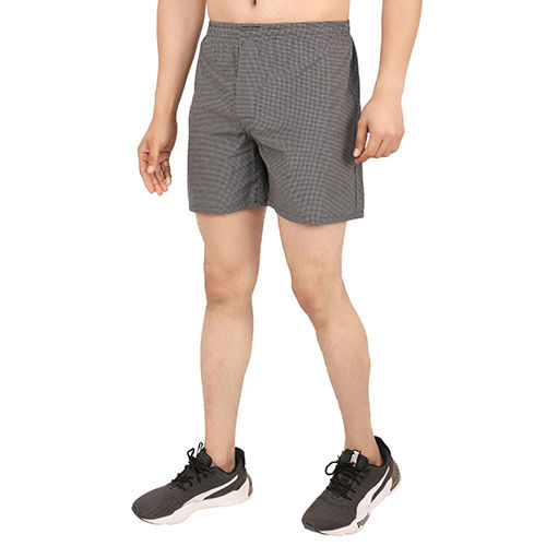 Different Available Mens Grey Yarn Check Printed Shorts