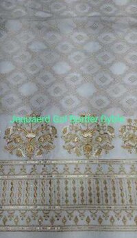 Jacquard Gol Border Dyeable Fabric - Jacquard Material, Multicolor, Quick Dry | Machine Washable, Perfect For Party Wear, Printed Texture