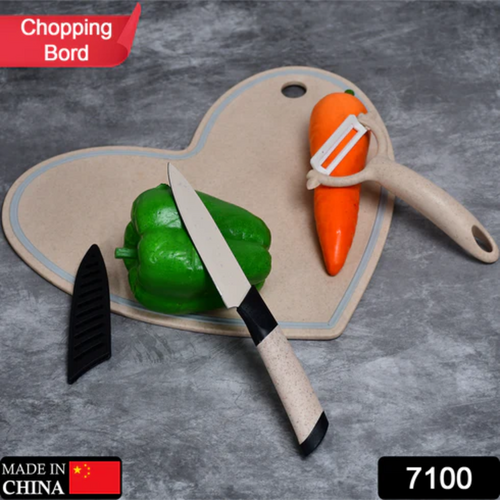 HEART SHAPE CHOPPING BOARD WITH KNIFE PEELER 7100