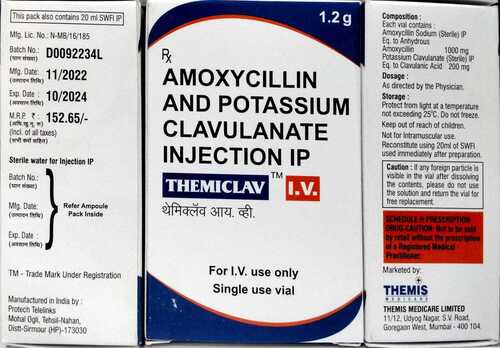 Liquid Themiclav 1.2 Iv Amoxycillin And Potassium Clavulanate Injection