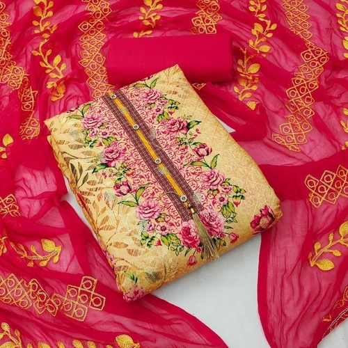 Nitya Yellow Slab Cotton Dress Material