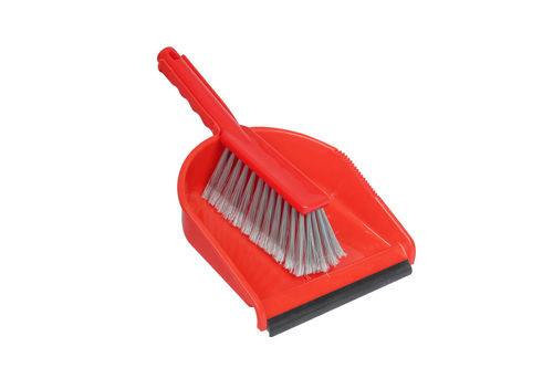 Red- Grey Dust Pan With Brush