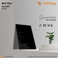 Ceramic Wall Tiles - 18" X 12" Rectangular Glazed Black Double Loading Tiles | Less Than 14% Water Absorption, 7mm Thickness