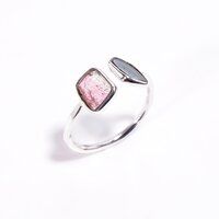 Watermelon Tourmaline Natural Gemstone 925 Sterling Silver Ring Size US 5 Adjustable Girls Fashion Rings Exporter