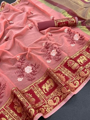 Sonali Pink Soft Cotton Silk Saree