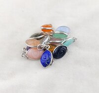 Strawberry Quartz Evil Eye Carving Sterling Silver Marquise Shape 8x12mm Charm