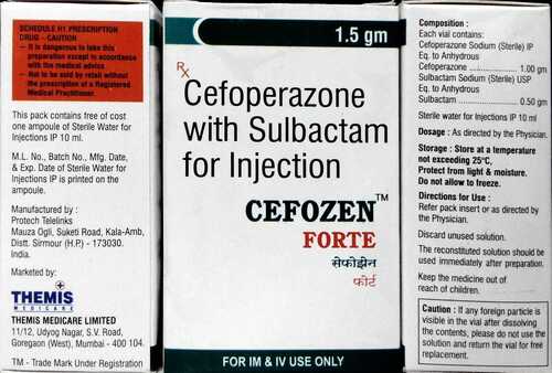 CEFZONE FORTE 1.5GM CEFOPERAZONE WITH SULBACTAM FOR INJ