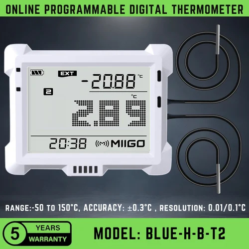 Digital Thermo Meter With Dual External Temperature sensor With Clock From MIIGO