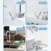 SELF DRAINING SOAP HOLDER FOR BATHROOM LEAF SHAPE SOAP DISH KITCHEN SOAP TRAY (4831)