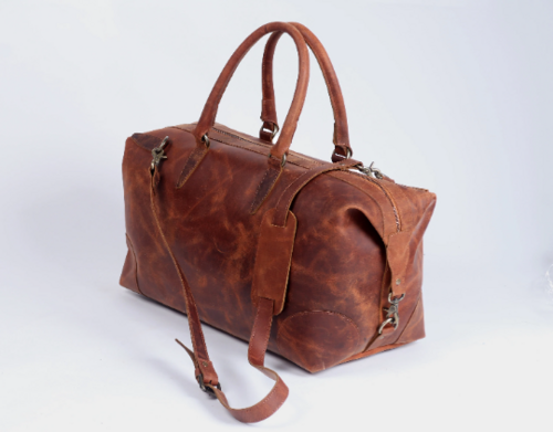 Leather duffle bag