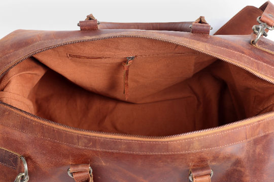 Leather duffle bag