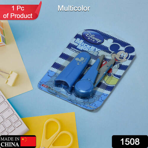 MICKEY MOUSE SCISSORS WITH COVER FOR HOME USE MULTI COLOR 1 PCS 1508