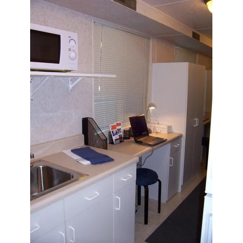 White Container Fabrication With Modular Kitchen