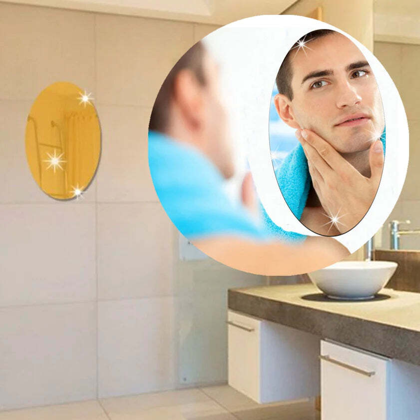 BIG OVAL ADHESIVE-BATHROOM-MIRROR-WALL pack of 10 (9053)