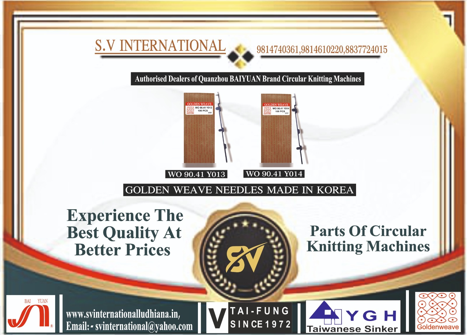 WO 90.41 Y013 and WO 90.41 Y014-Golden Weave Brand made in Korea