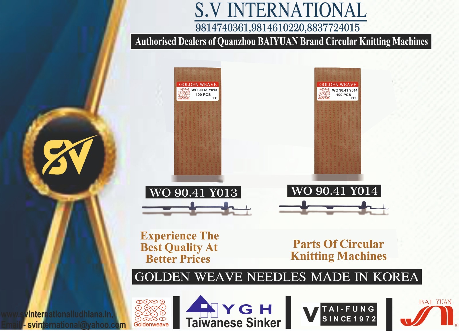 WO 90.41 Y013 and WO 90.41 Y014-Golden Weave Brand made in Korea