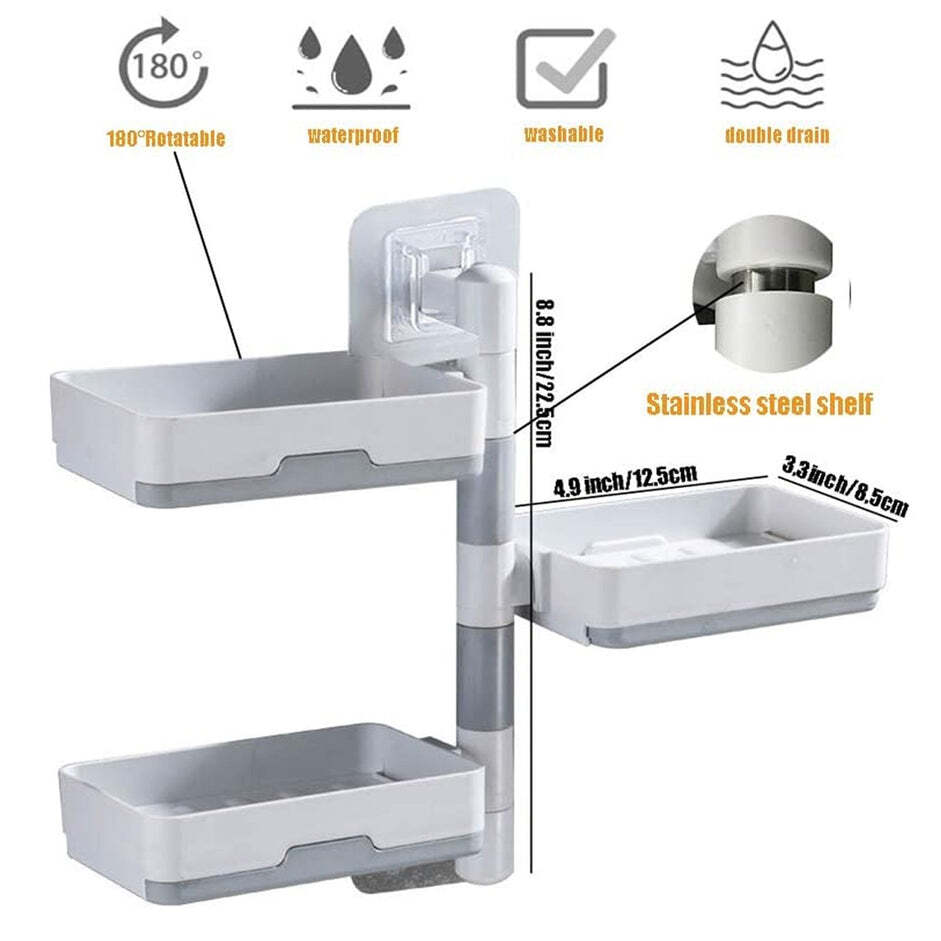 SELF-ADHESIVE 3 LAYER SOAP DISH HOLDER SAVER BOX STORAGE (4727A)