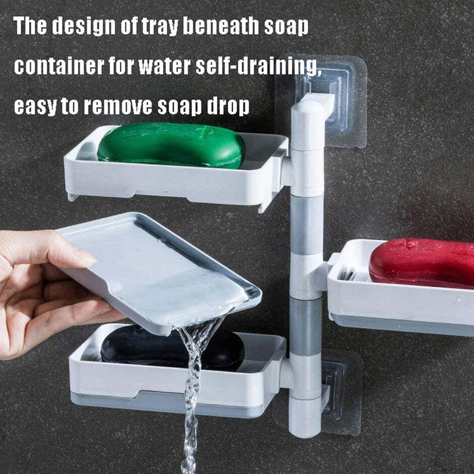 SELF-ADHESIVE 3 LAYER SOAP DISH HOLDER SAVER BOX STORAGE (4727A)