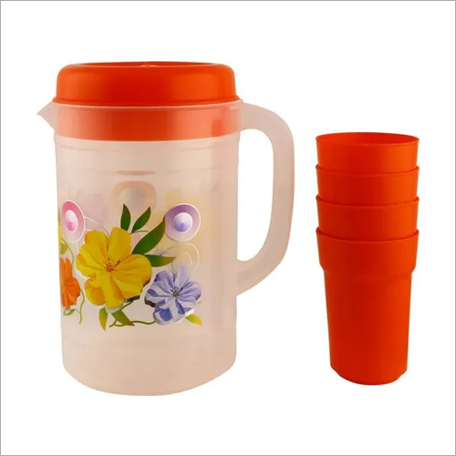 Multicolor Plastic Water Jug With Glass