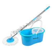 Fastclean Spin Mop 360 Degree (plastic) - Strong Virgin Plastics, Blue And White Color | Sturdy Bucket, 360 Degree Spin Head, Soaks Up Spills