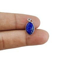 Lapis lazuli Evil Eye Carving Sterling Silver Marquise Shape 8x12mm Charm