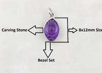 Amethyst Evil Eye Carving Sterling Silver Marquise Shape 8x12mm Charm