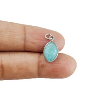 Amazonite Evil Eye Carving Sterling Silver Marquise Shape 8x12mm Charm