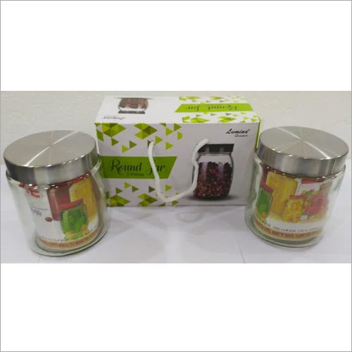 Transparent 2 Piece Glass Storage Jar Set