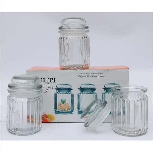 Transparent 3 Piece Glass Storage Jar Set