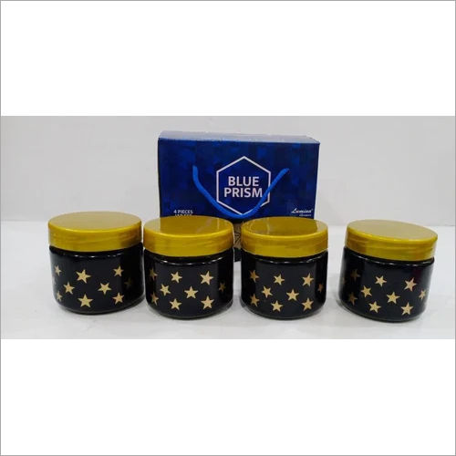 Black N Golden 4 Piece Glass Storage Jar Set